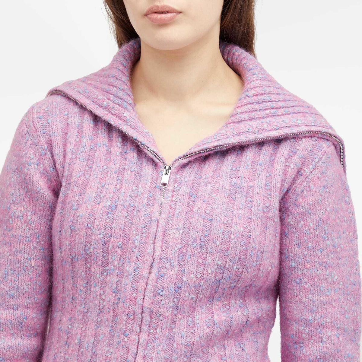 GANNI Women's Alpaca Cotton Mix Highneck in Rose Violet GANNI