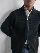 S.N.S. Herning - Render Ribbed Virgin Wool Zip-Up Sweater - Green