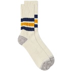 RoToTo Coarse Ribbed Old School Crew Sock in Navy/Yellow