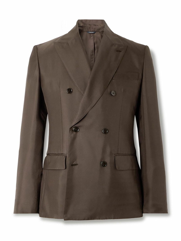 Photo: Dolce&Gabbana - Double-Breasted Silk-Twill Suit Jacket - Brown