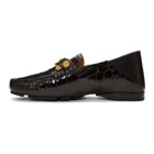 Versace Black Croc Driver Loafers