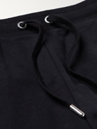 AMI PARIS - Straight-Leg Logo-Embroidered Organic Cotton-Jersey Drawstring Shorts - Black