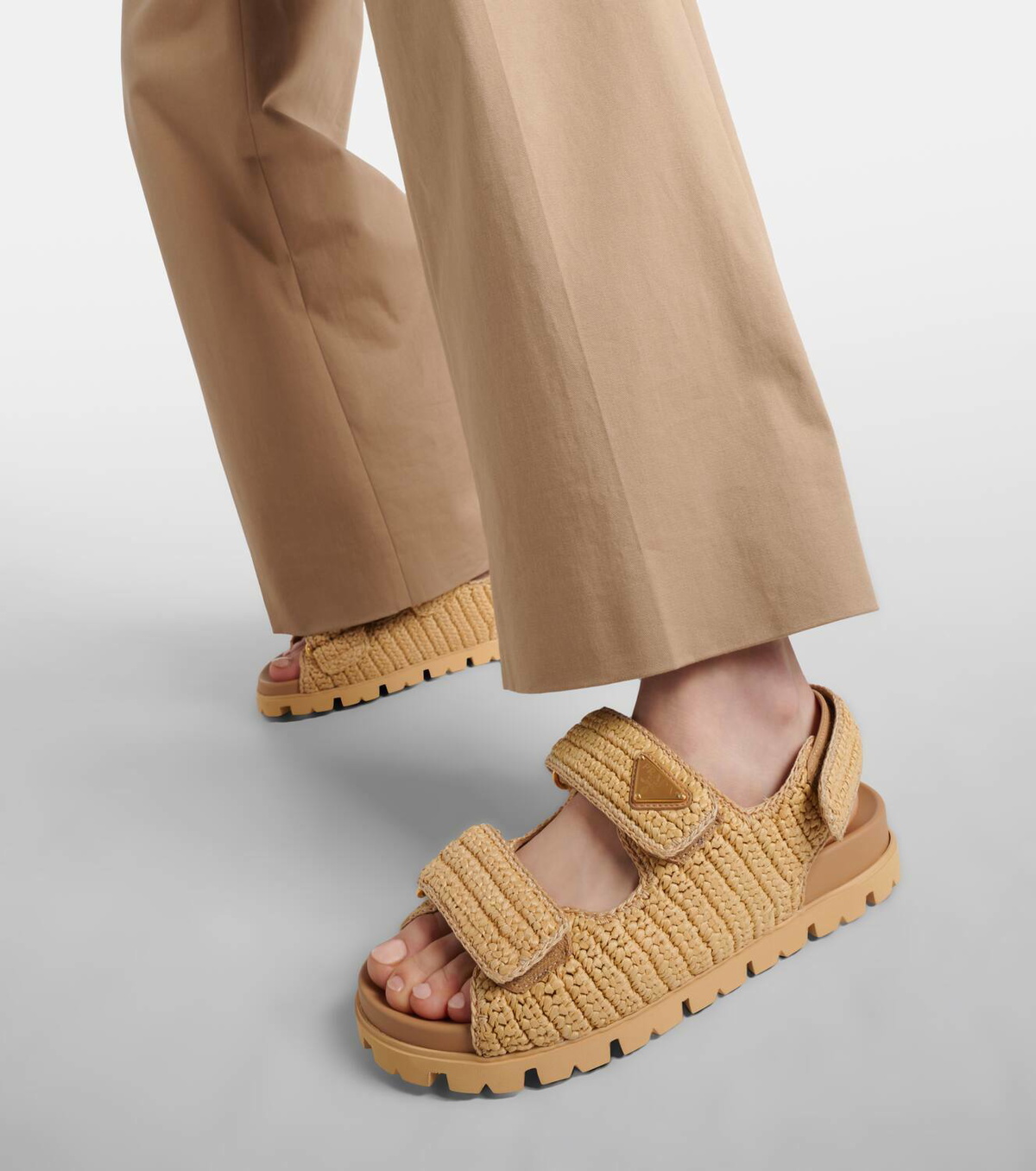 Prada Monolith crochet raffia-effect sandals Prada