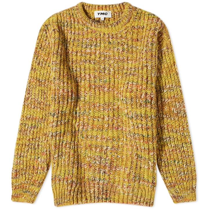 Photo: YMC Men's Granny Crew Neck Knit in Yellow Multi