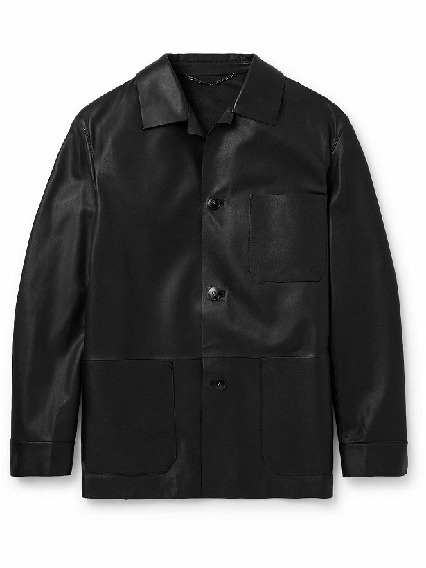 Photo: Canali - Leather Chore Jacket - Black