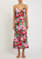 Olivia Von Halle Garbo Floral-print Silk Night Dress Red