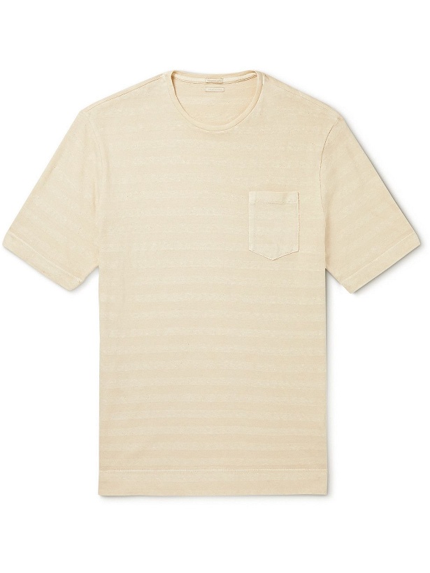 Photo: Massimo Alba - Striped Slub Cotton-Jersey T-Shirt - Neutrals