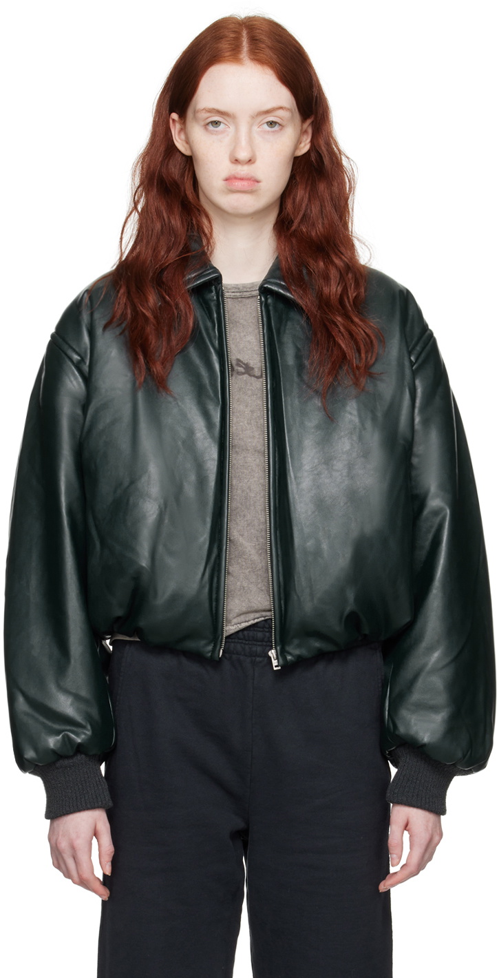 Acne Studios Green Coated Faux-Leather Jacket Acne Studios