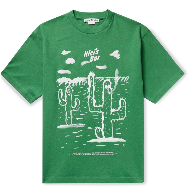 Photo: ACNE STUDIOS - Beni Bischof Extorr Printed Cotton-Jersey T-Shirt - Green