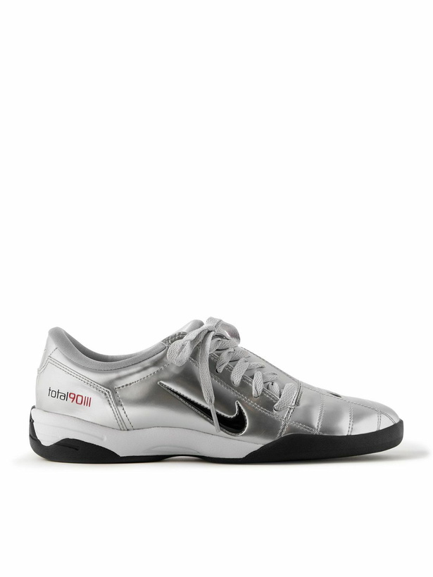 Photo: Nike - Total 90 Metallic Patent-Leather Sneakers - Silver