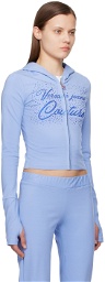 Versace Jeans Couture Blue Crystal-Cut Hoodie