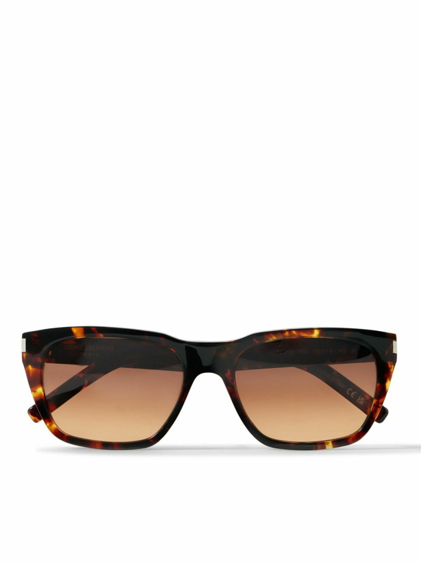 Photo: SAINT LAURENT - Rectangular-Frame Tortoiseshell Acetate Sunglasses