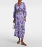 Eres Sky belted printed crêpe midi dress