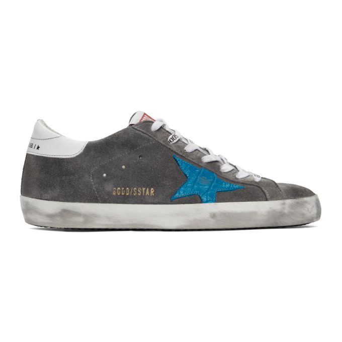 Photo: Golden Goose Grey and Blue Suede Superstar Sneakers