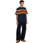 sacai Navy & Burgundy Chusen-Dyed Cotton Jersey T-shirt