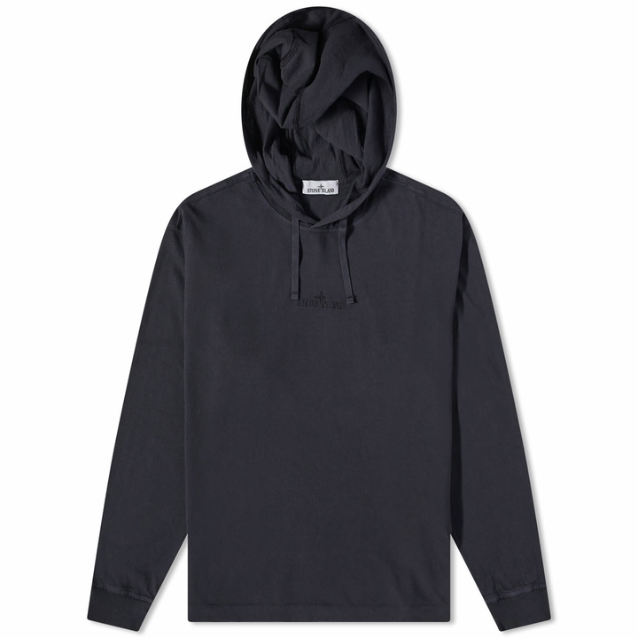 Photo: Stone Island Men's Embroidered Logo Lightweight Hoody in Navy