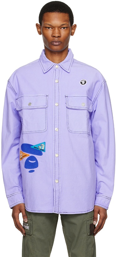 Photo: AAPE by A Bathing Ape Purple Embroidered Shirt