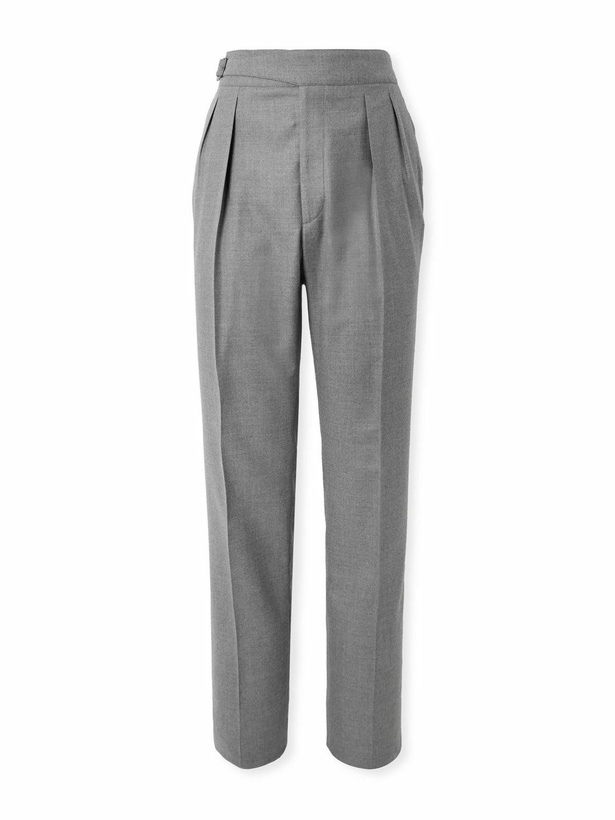 Photo: Ralph Lauren Purple label - Gregory tAPERED Pleated Worsted Wool-Flannel Trousers - Gray