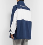 Balenciaga - Colour-Block Logo-Print Cotton-Poplin Jacket - Blue