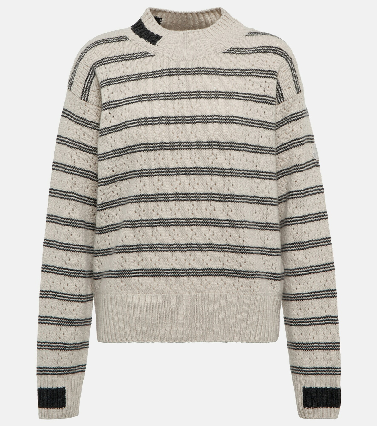Moncler - Striped pointelle-knit wool sweater