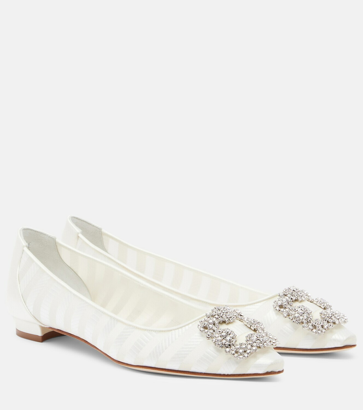 Manolo Blahnik Hangisi embellished organza ballet flats