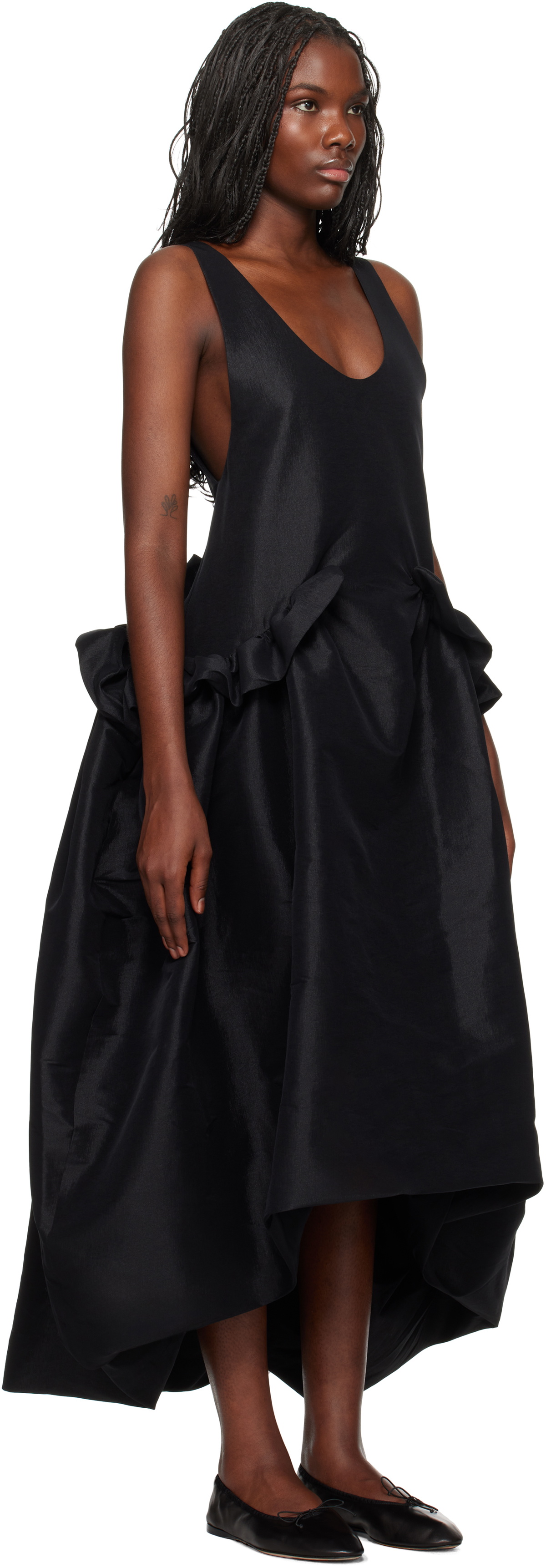 Kika Vargas SSENSE Exclusive Black Ramya Midi Dress