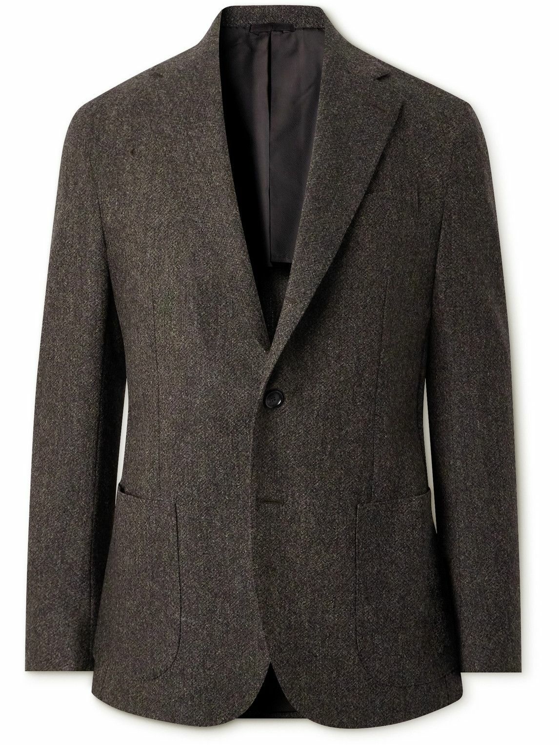 Photo: De Petrillo - Slim-Fit Wool-Blend Flannel Suit Jacket - Brown