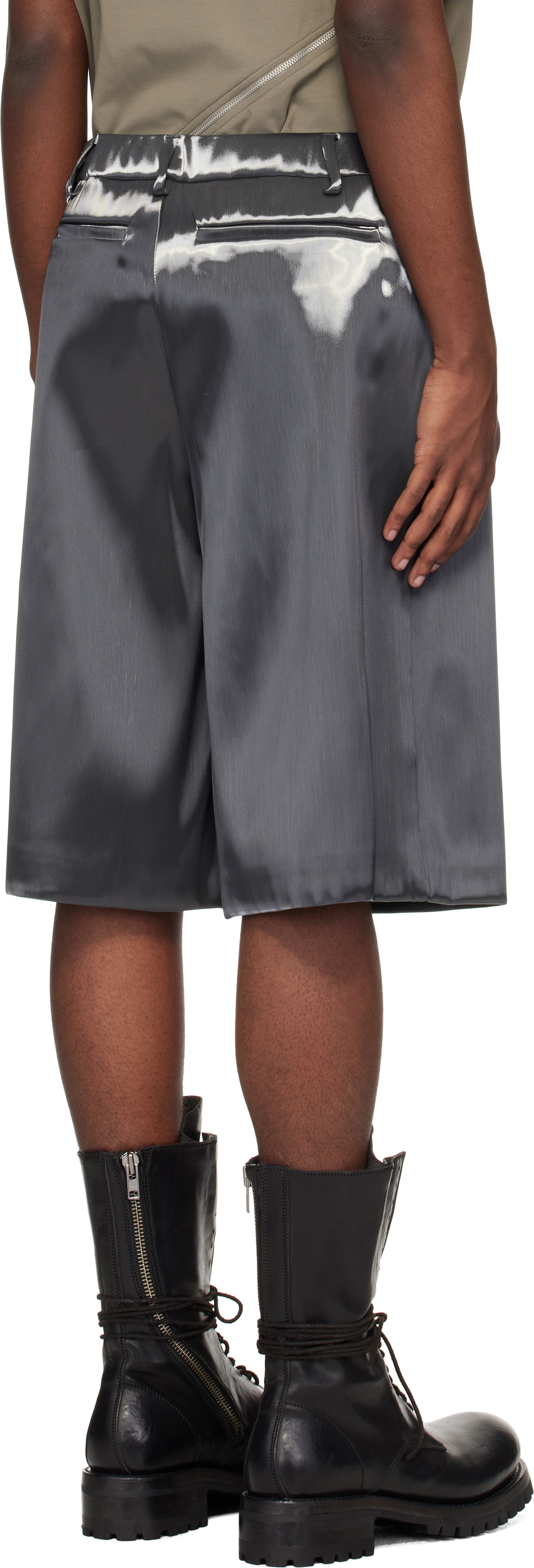HELIOT EMIL Gray Liquid Metal Shorts