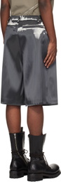 HELIOT EMIL Gray Liquid Metal Shorts