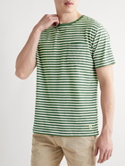 Armor Lux - Logo-Appliquéd Striped Cotton and Linen-Blend T-Shirt - Green