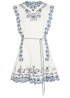 Alemais Leela Embroidered Cotton Mini Dress Cream