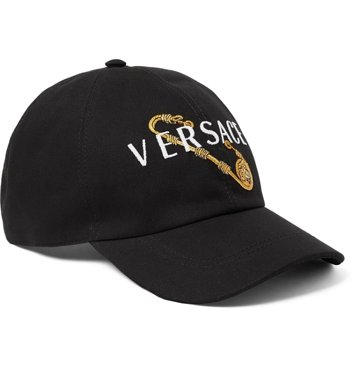 Photo: Versace - Logo-Embroidered Twill Baseball Cap - Black