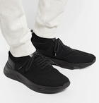 Berluti - Shadow Leather-Trimmed Stretch-Knit Sneakers - Black