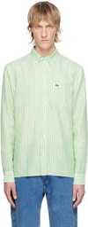 Lacoste Green & White Striped Shirt