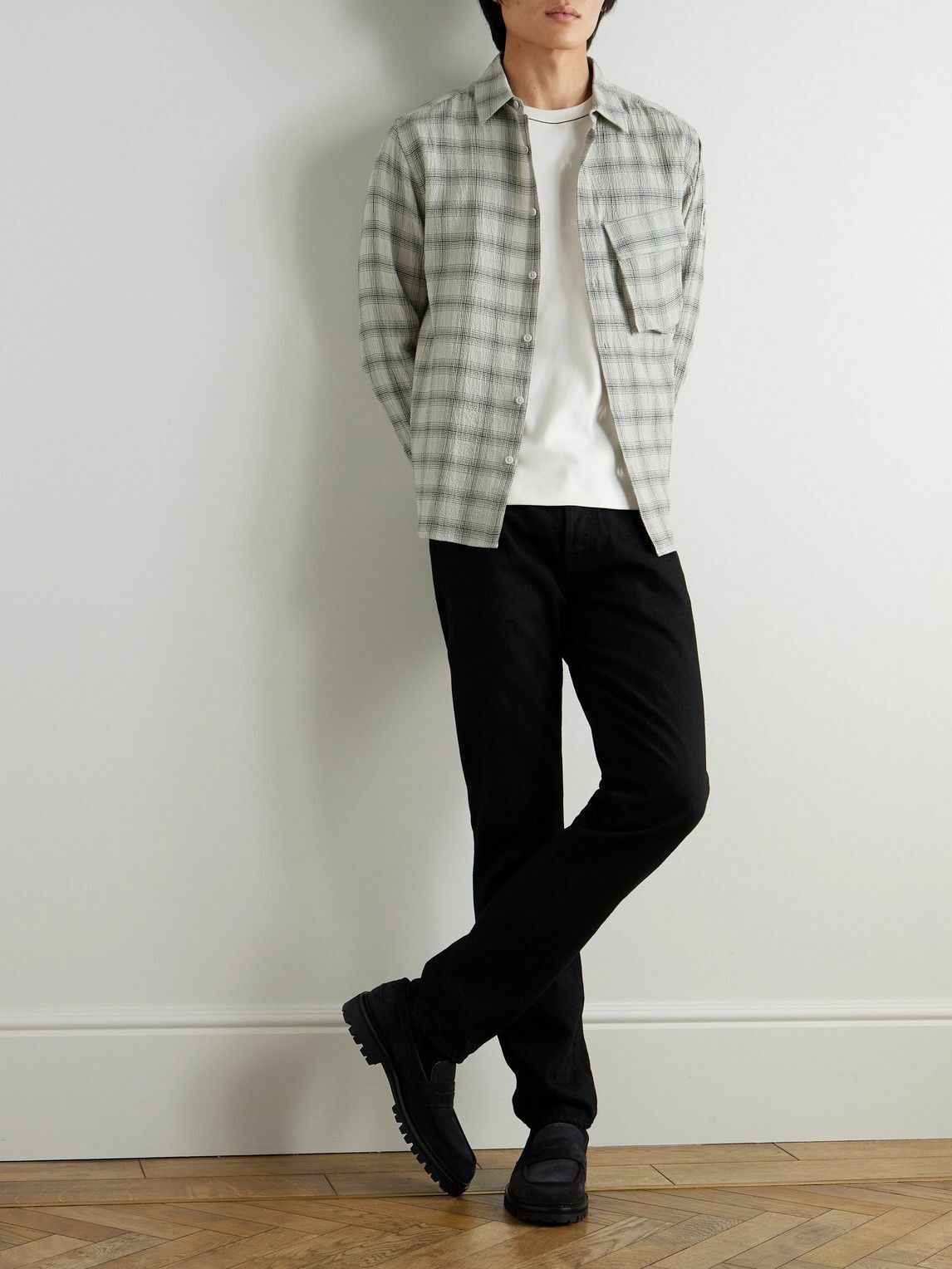 Belstaff - Scale Checked Crinkled-Cotton Shirt - Gray