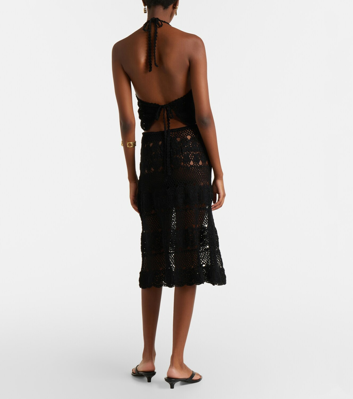 Anna Kosturova Filigree crochet cotton midi skirt