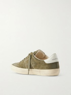 Golden Goose - Soul Star Leather-Trimmed Distressed Suede Sneakers - Green