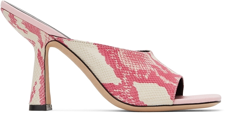 BY FAR Pink Snake Zaya Heeled Sandals By Far