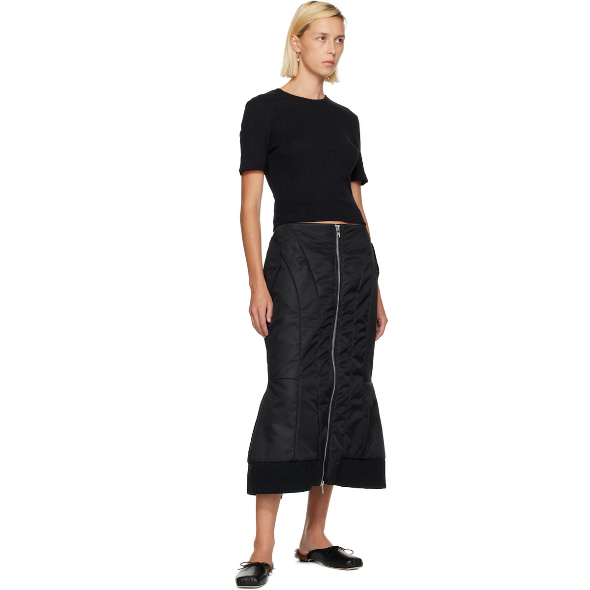 Simone Rocha Black Padded Sculpt Bomber Midi Skirt