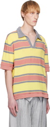 ANDREJ GRONAU Pink & Yellow Striped Polo