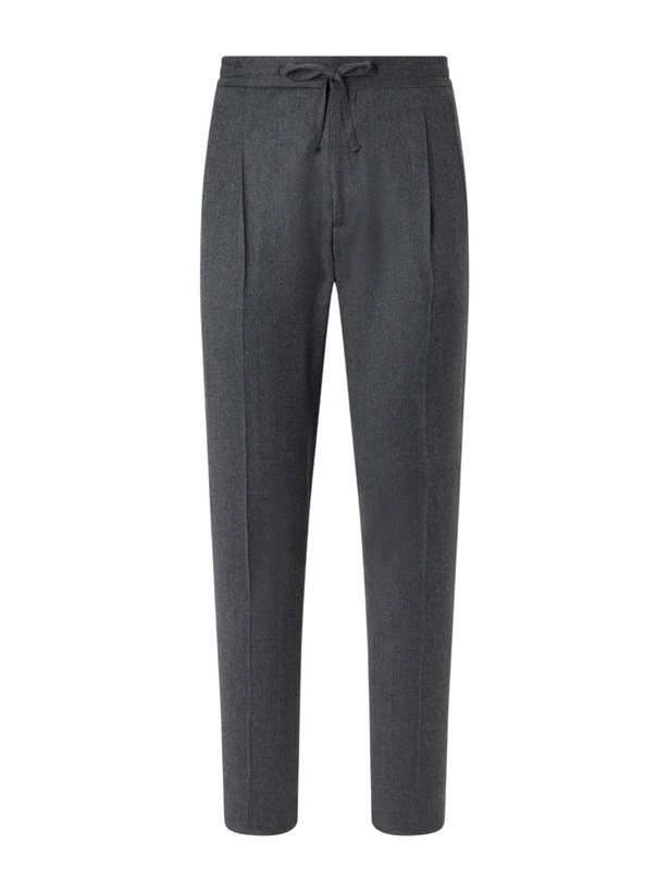 Photo: Lardini - Straight-Leg Wool and Cashmere-Blend Flannel Trousers - Gray