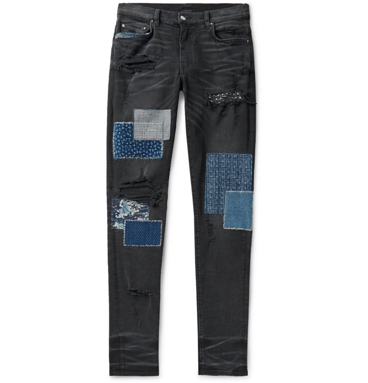 Photo: AMIRI - Skinny-Fit Panelled Distressed Stretch-Denim Jeans - Black