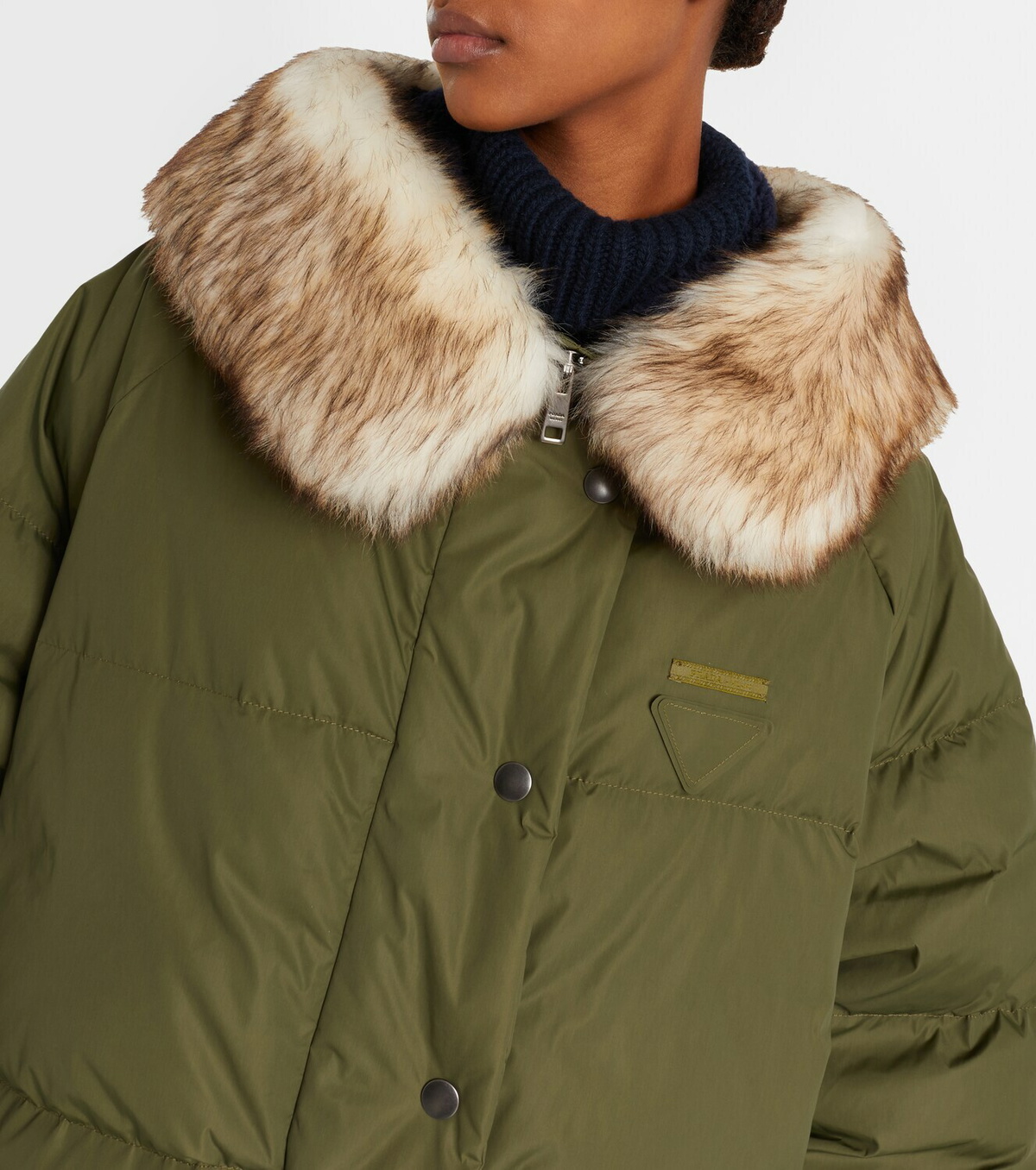 Prada Shearling-trimmed down coat