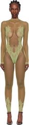 Poster Girl Green Leaves Fishnet Capri Jumpsuit