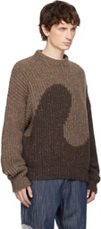 ERL Brown Knit Crewneck Swirl Sweater
