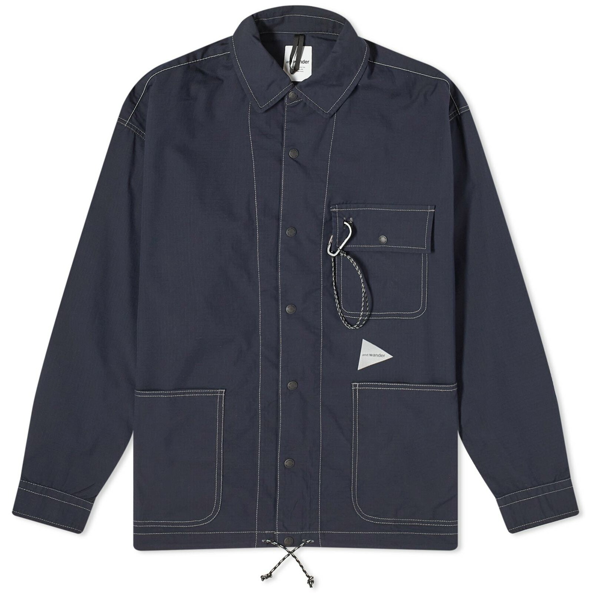Photo: and wander Men's Dry Ripstop Shirt Jacket in Navy