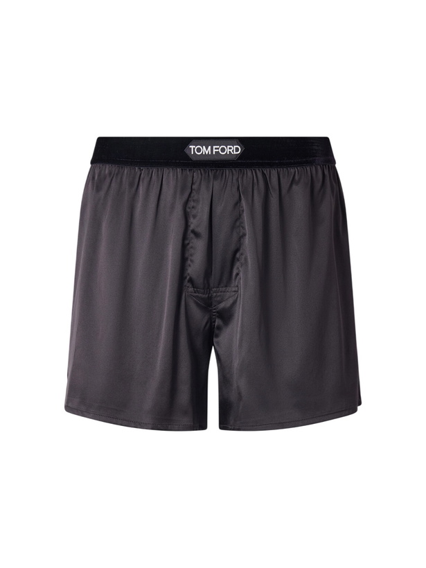 Photo: TOM FORD - Silk-Blend Satin Boxer Briefs - Black