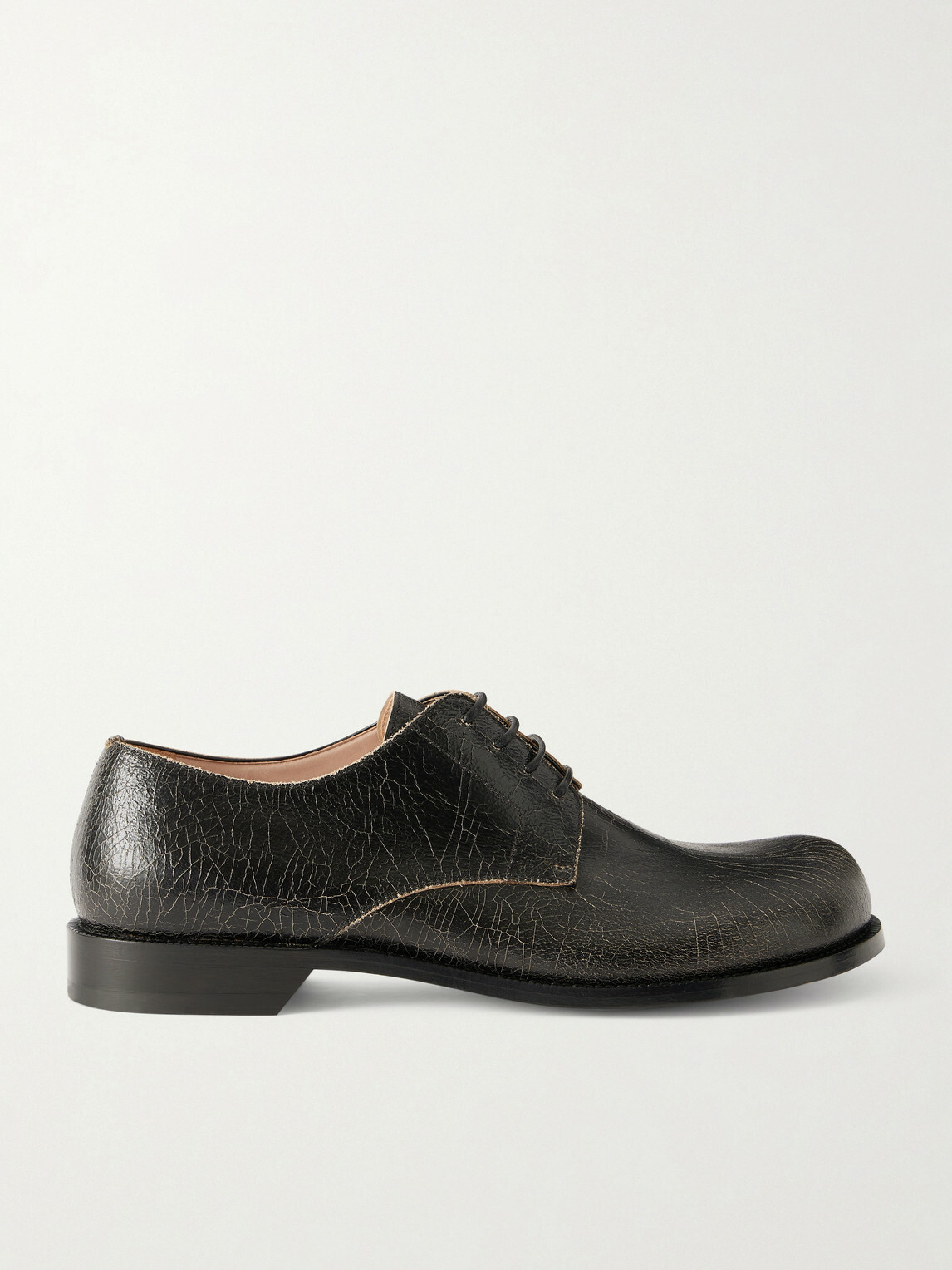 LOEWE - Campo Cracked-Leather Derby Shoes - Black