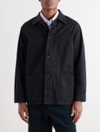 FULLCOUNT - Leather-Trimmed Denim Jacket - Black