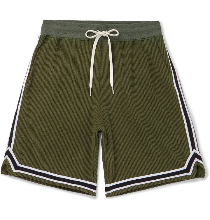 Photo: John Elliott - Contrast-Trimmed Cotton-Blend Corduroy Shorts - Men - Green